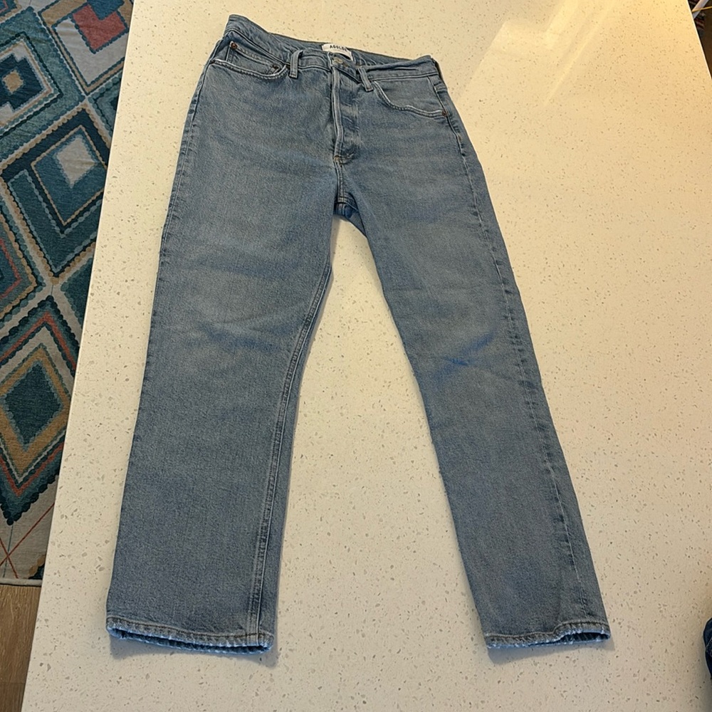 Agolde straight leg high rise button down jeans